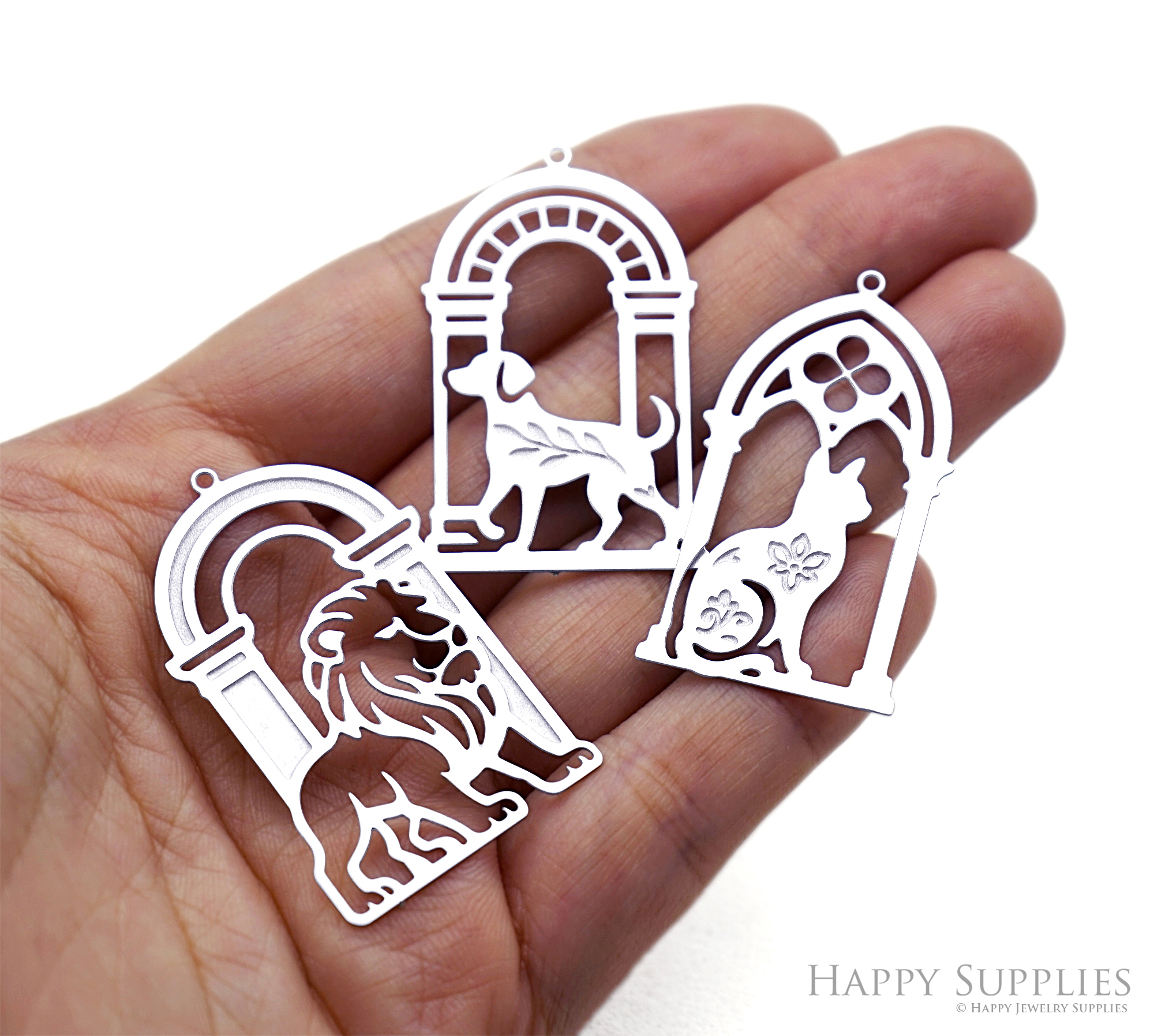 Corroded Stainless Steel Jewelry Charms, Church Arch Cat Etched Brass Charms,Stainless Steel Silver Jewelry Pendants, Stainless Steel Silver Jewelry Findings, Corroded Stainless Steel Pendants Jewelry Wholesale (SSB1148)