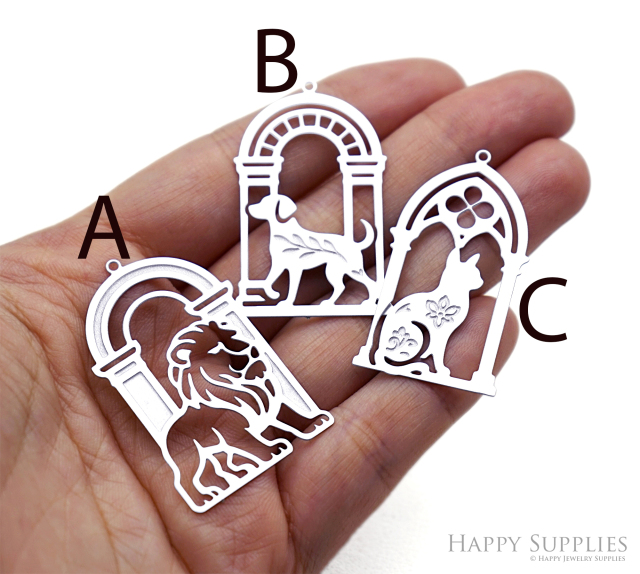 Corroded Stainless Steel Jewelry Charms, Church Arch Cat Etched Brass Charms,Stainless Steel Silver Jewelry Pendants, Stainless Steel Silver Jewelry Findings, Corroded Stainless Steel Pendants Jewelry Wholesale (SSB1148)
