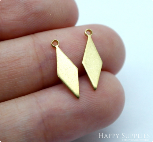 Raw Brass Diamond Charms, Diamond Earring Pendants, Earring Connectors, Brass Findings, Necklace Pendant, Earrings Charm (NZG486)