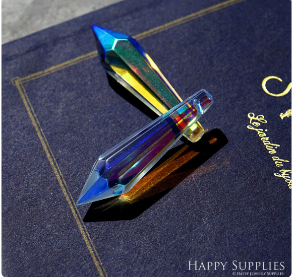 Icicle Crystals for Suncatcher Aura Small Crystal Drop AB Aurora Borealis Prism Rainbow Maker Chandelier Crystal Glass ,Sun Catchers(TR-107)