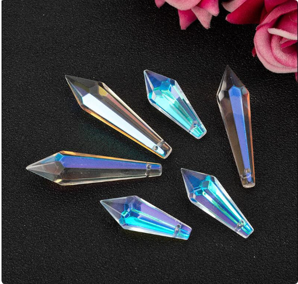 Icicle Crystals for Suncatcher Aura Small Crystal Drop AB Aurora Borealis Prism Rainbow Maker Chandelier Crystal Glass ,Sun Catchers(TR-107)