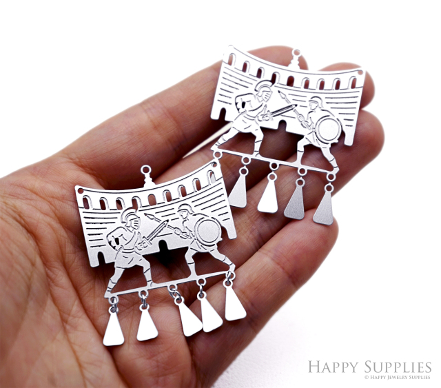 12pcs(1set) Corroded Stainless Steel Jewelry Charms, Colosseum Brass Charms, Etched Charms, Corroded Silver Jewelry Findings, Etched Pendants Jewelry Wholesale (SSB1156)