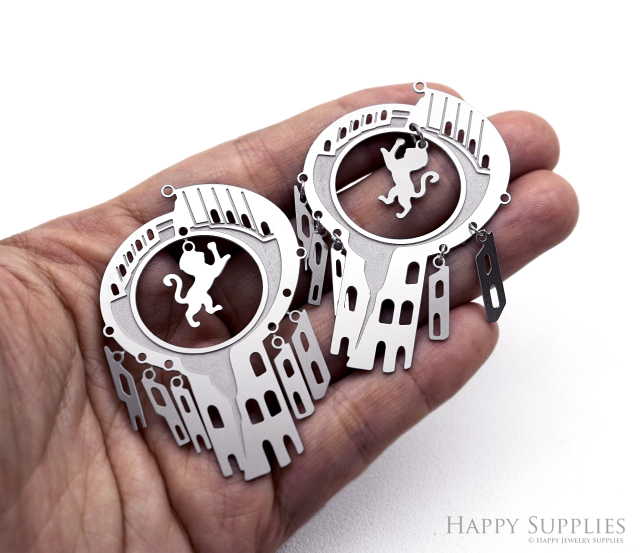 16pcs(1set) Corroded Stainless Steel Jewelry Charms, Colosseum Brass Charms, Etched Charms, Corroded Silver Jewelry Findings, Etched Pendants Jewelry Wholesale (SSB1155)