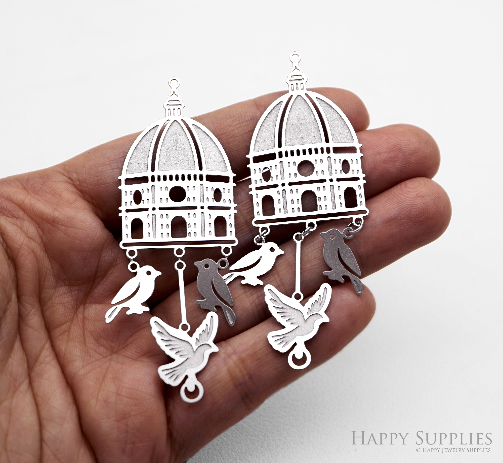 8pcs(1set) Corroded Stainless Steel Jewelry Charms, Cattedrale di Santa Maria Brass Charms, Etched Charms, Corroded Silver Jewelry Findings, Etched Pendants Jewelry Wholesale (SSB1157)