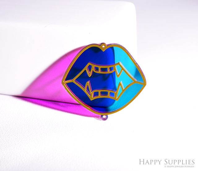 2pcs Rainbow Lip Charm, Brass Prism Charm, Iridescent Lip Pendant, Lip Connector, DIY Jewelry Making Supplie, Suncatcher (Q110)