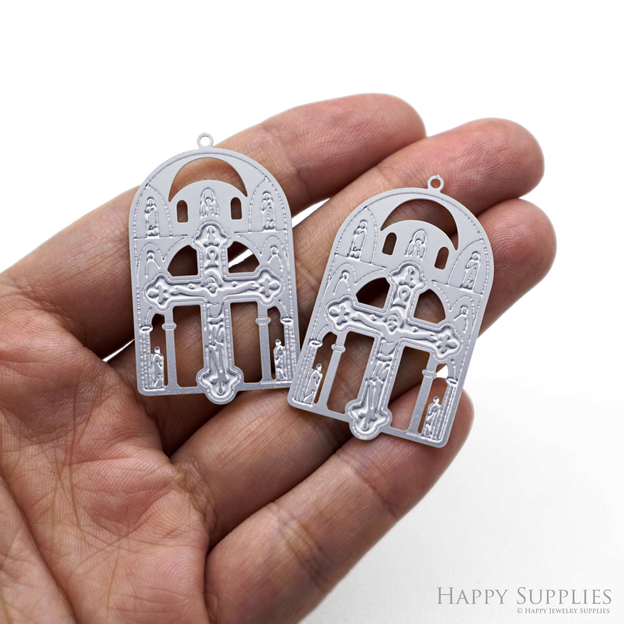 Corroded Stainless Steel Jewelry Charms, Basilica di San Marco Brass Charms, Earring Charms, Etched Silver Jewelry Pendants, Etched Brass Jewelry Findings, Jewelry Wholesale (SSB1161)