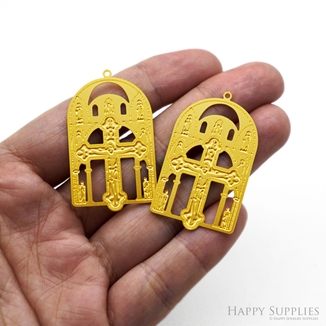 Corroded Stainless Steel Jewelry Charms, Basilica di San Marco Brass Charms, Earring Charms, Etched Silver Jewelry Pendants, Etched Brass Jewelry Findings, Jewelry Wholesale (SSB1161)