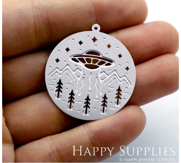 Stainless Steel Jewelry Charms, Raw Brass Charms, Circle Charms, Earrings Findings, Stainless Steel Silver Jewelry Pendants, Brass Jewelry Findings, Stainless Steel Pendants Jewelry Wholesale (SSB408)