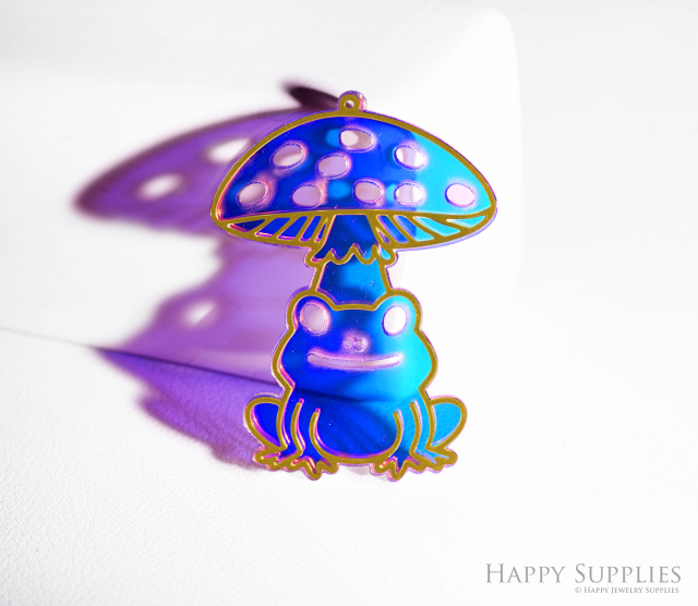 2pcs Rainbow Frog Charm, Brass Prism Charm, Iridescent Frog Pendant, Frog Connector, DIY Jewelry Making Supplie, Suncatcher (Q115)