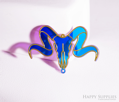 2pcs Rainbow Bull Charm, Brass Prism Charm, Iridescent Bull Pendant, Bull Connector, DIY Jewelry Making Supplie, Suncatcher (Q112)