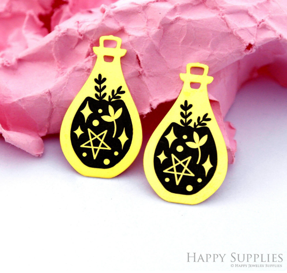 Making Jewelry Findings Raw Brass Bead Pendant Laser Cut Engraved Charm, Bottle Stainless Steel Charms, Necklace Earrings (ERD351)