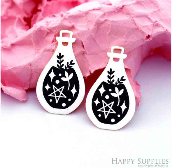 Making Jewelry Findings Raw Brass Bead Pendant Laser Cut Engraved Charm, Bottle Stainless Steel Charms, Necklace Earrings (ERD351)