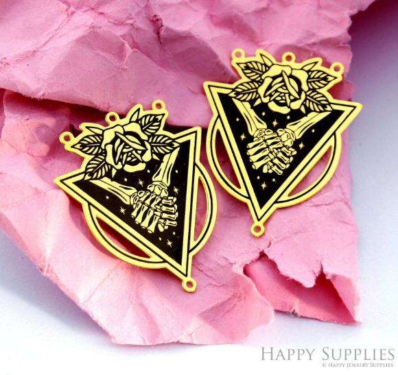 Making Jewelry Findings Raw Brass Bead Pendant Laser Cut Engraved Charm, Flower Stainless Steel Charms, Necklace Earrings (ERD355)
