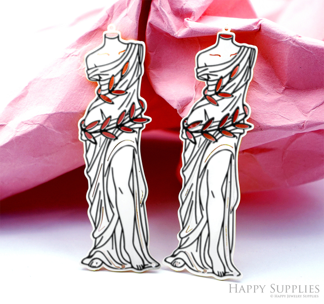 Making Jewelry Findings Raw Brass Bead Pendant Laser Cut Engraved Charm, Lady Stainless Steel Charms, Necklace Earrings (ERD522)