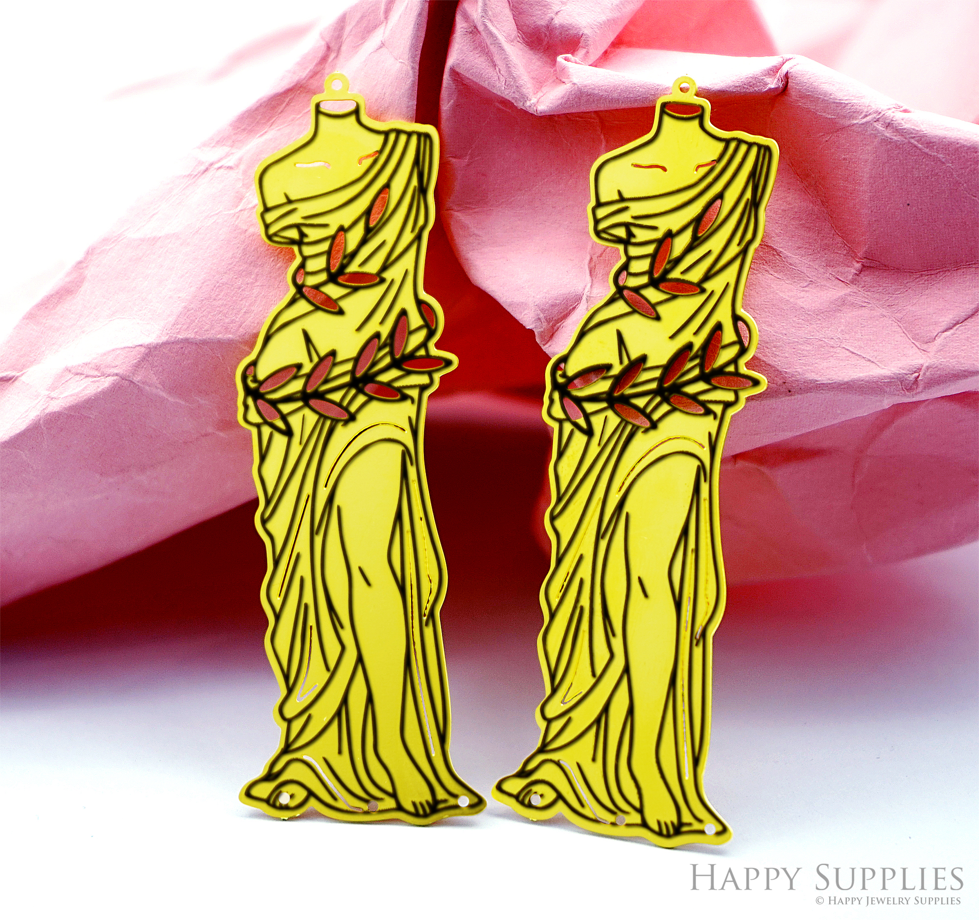 Making Jewelry Findings Raw Brass Bead Pendant Laser Cut Engraved Charm, Lady Stainless Steel Charms, Necklace Earrings (ERD522)