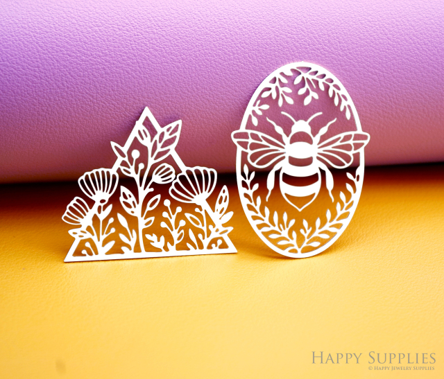 2pcs Stainless Steel Jewelry Charms, Raw Brass Charms, Bee Charms, Earrings Findings, Stainless Steel Silver Jewelry Pendants, Brass Jewelry Findings, Stainless Steel Pendants Jewelry Wholesale (D3043)