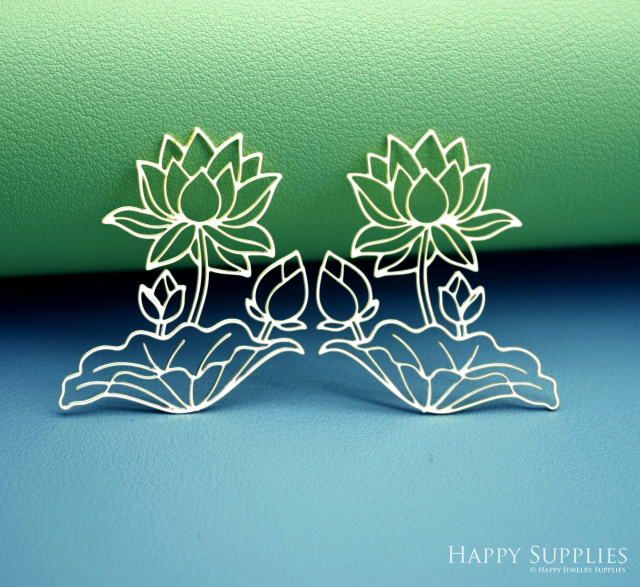 2pcs Stainless Steel Jewelry Charms, Raw Brass Charms, Lotus Charms, Earrings Findings, Stainless Steel Silver Jewelry Pendants, Brass Jewelry Findings, Stainless Steel Pendants Jewelry Wholesale (D3046)