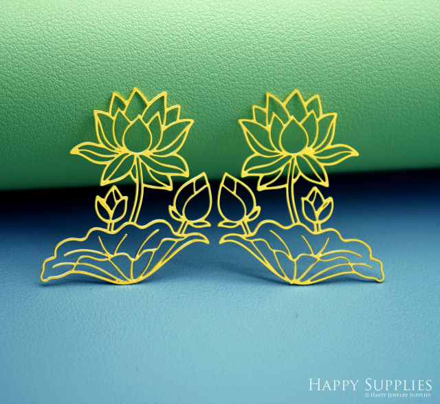 2pcs Stainless Steel Jewelry Charms, Raw Brass Charms, Lotus Charms, Earrings Findings, Stainless Steel Silver Jewelry Pendants, Brass Jewelry Findings, Stainless Steel Pendants Jewelry Wholesale (D3046)