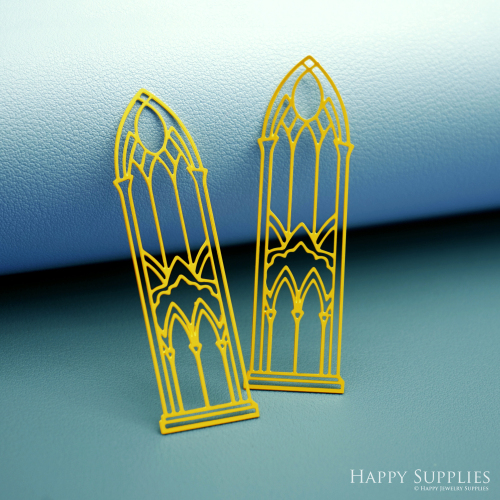 2pcs Stainless Steel Jewelry Charms, Raw Brass Charms, Gothic Cathedral Window Charms, Earrings Findings, Stainless Steel Silver Jewelry Pendants, Brass Jewelry Findings, Stainless Steel Pendants Jewelry Wholesale (D3048)