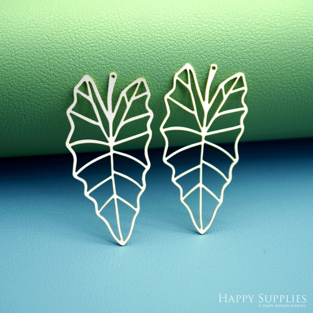 2pcs Stainless Steel Jewelry Charms, Raw Brass Charms, Leaves Charms, Earrings Findings, Stainless Steel Silver Jewelry Pendants, Brass Jewelry Findings, Stainless Steel Pendants Jewelry Wholesale (D3047)