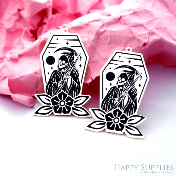 Making Jewelry Findings Raw Brass Bead Pendant Laser Cut Engraved Charm, Skull Stainless Steel Charms, Necklace Earrings (ERD365)