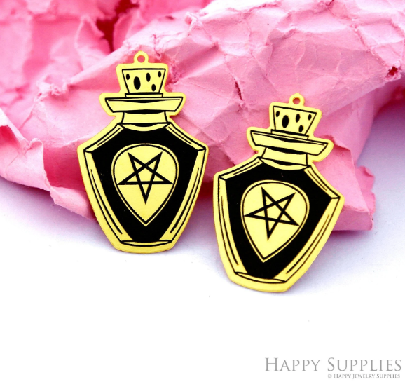 Making Jewelry Findings Raw Brass Bead Pendant Laser Cut Engraved Charm, Bottle Stainless Steel Charms, Necklace Earrings (ERD366)