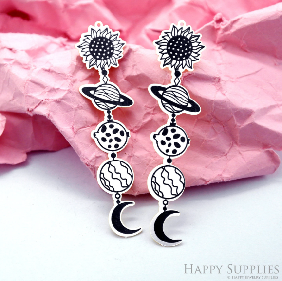 Making Jewelry Findings Raw Brass Bead Pendant Laser Cut Engraved Charm, Galaxy Stainless Steel Charms, Necklace Earrings (ERD367)