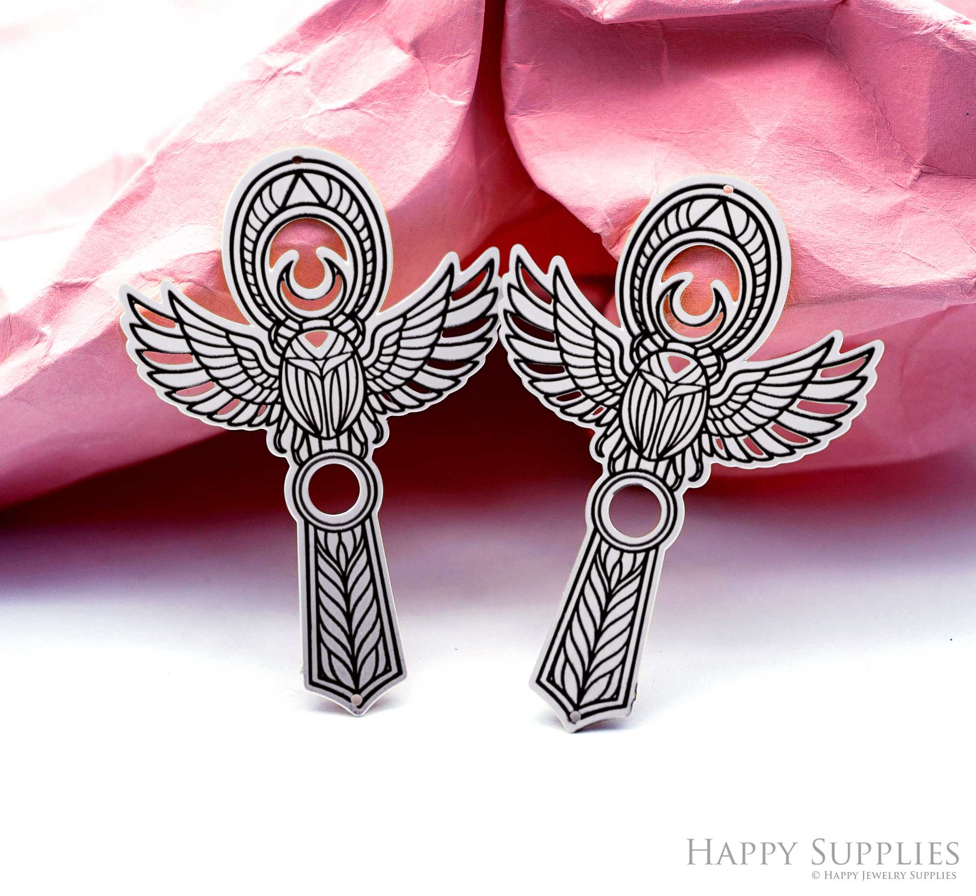 Making Jewelry Findings Raw Brass Bead Pendant Laser Cut Engraved Charm, Wing Stainless Steel Charms, Necklace Earrings (ERD528)