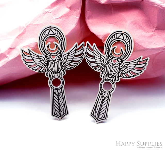 Making Jewelry Findings Raw Brass Bead Pendant Laser Cut Engraved Charm, Wing Stainless Steel Charms, Necklace Earrings (ERD528)