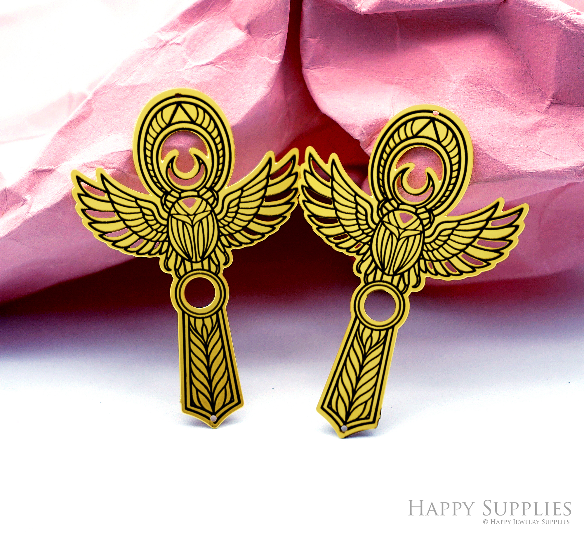 Making Jewelry Findings Raw Brass Bead Pendant Laser Cut Engraved Charm, Wing Stainless Steel Charms, Necklace Earrings (ERD528)