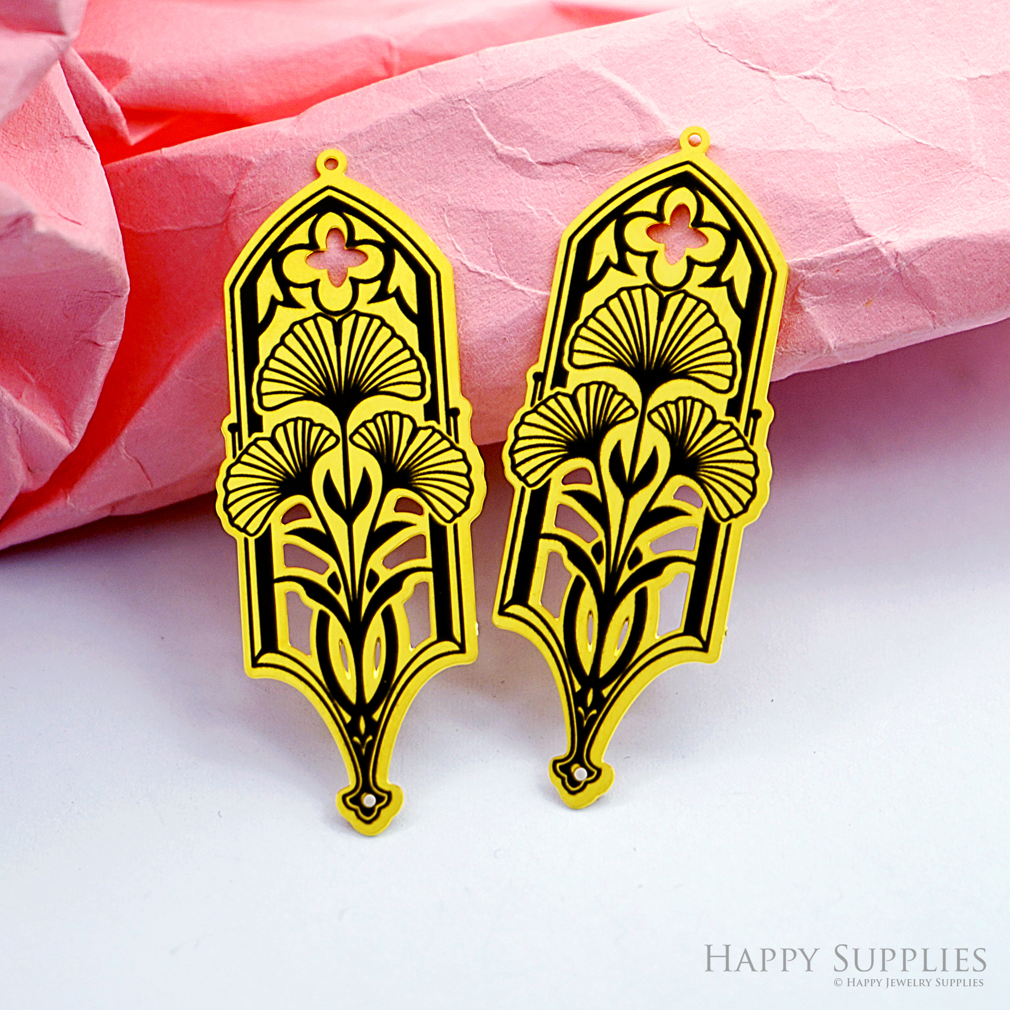 Making Jewelry Findings Raw Brass Bead Pendant Laser Cut Engraved Charm, Ginkgo Leaves Stainless Steel Charms, Necklace Earrings (ERD527)