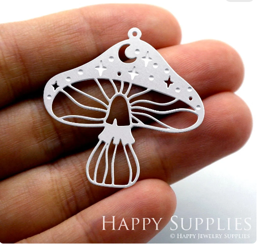 Stainless Steel Jewelry Charms, Raw Brass Charms, Mushroom Charms, Earrings Findings, Stainless Steel Silver Jewelry Pendants, Brass Jewelry Findings, Stainless Steel Pendants Jewelry Wholesale (SSB383)