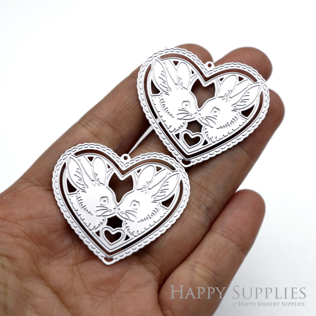 Corroded Stainless Steel Jewelry Charms, Rabbit Brass Charms, Earring Charms, Etched Silver Jewelry Pendants, Etched Brass Jewelry Findings, Jewelry Wholesale (SSB1165)
