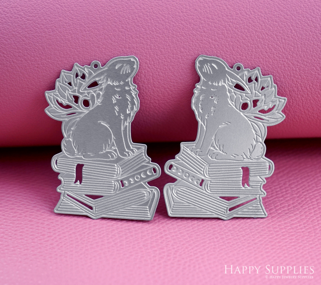 Corroded Stainless Steel Jewelry Charms, Rabbit Brass Charms, Earring Charms, Etched Silver Jewelry Pendants, Etched Brass Jewelry Findings, Jewelry Wholesale (SSB1170)