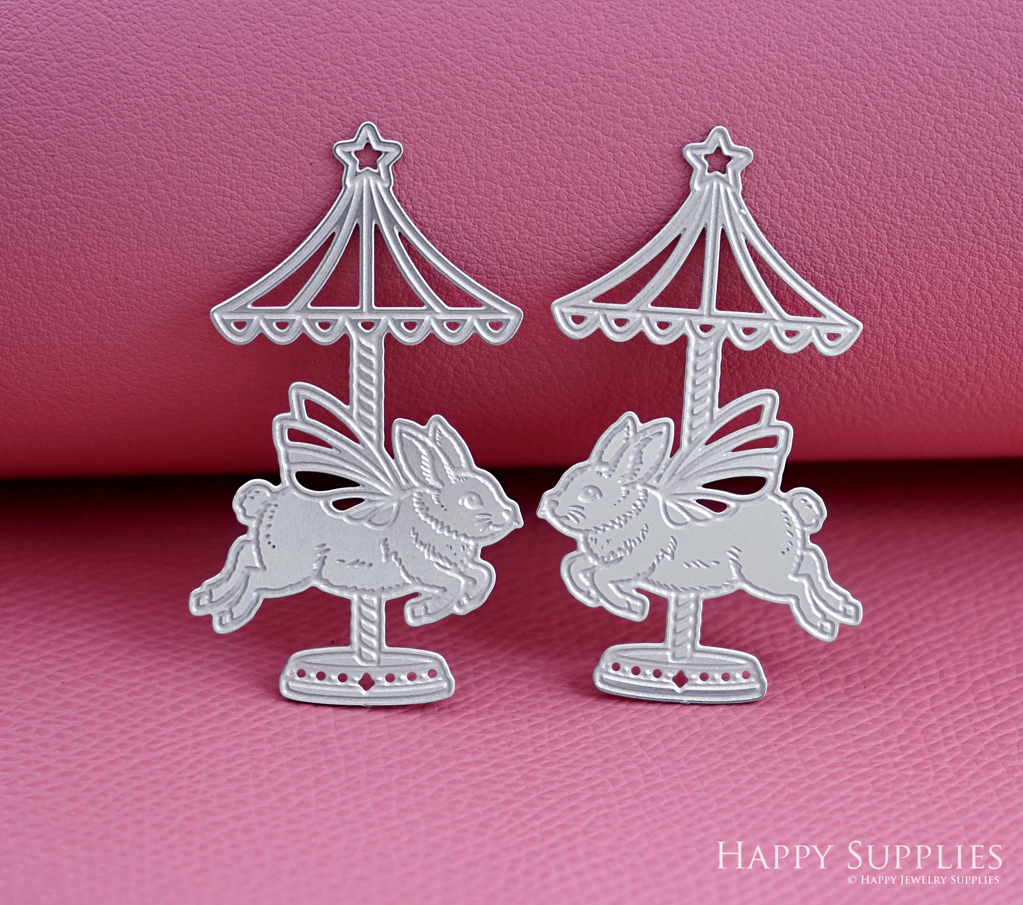 Corroded Stainless Steel Jewelry Charms, Rabbit Brass Charms, Earring Charms, Etched Silver Jewelry Pendants, Etched Brass Jewelry Findings, Jewelry Wholesale (SSB1171)