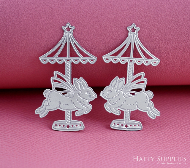 Corroded Stainless Steel Jewelry Charms, Rabbit Brass Charms, Earring Charms, Etched Silver Jewelry Pendants, Etched Brass Jewelry Findings, Jewelry Wholesale (SSB1171)