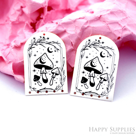 Making Jewelry Findings Raw Brass Bead Pendant Laser Cut Engraved Charm, Mushroom Stainless Steel Charms, Necklace Earrings (ERD368)