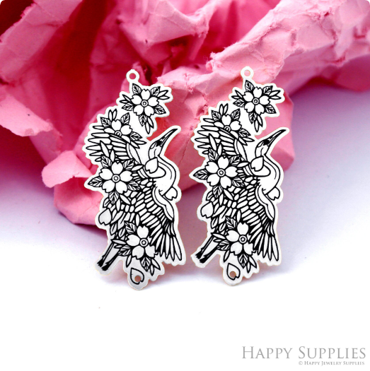 Making Jewelry Findings Raw Brass Bead Pendant Laser Cut Engraved Charm, Bird Stainless Steel Charms, Necklace Earrings (ERD369)