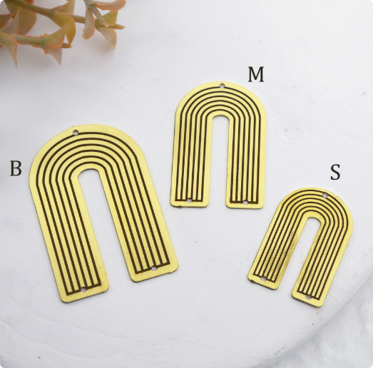 Making Jewelry Findings Raw Brass Bead Pendant Laser Cut Engraved Charm, Geometric Stainless Steel Charms, Necklace Earrings (ERD375)