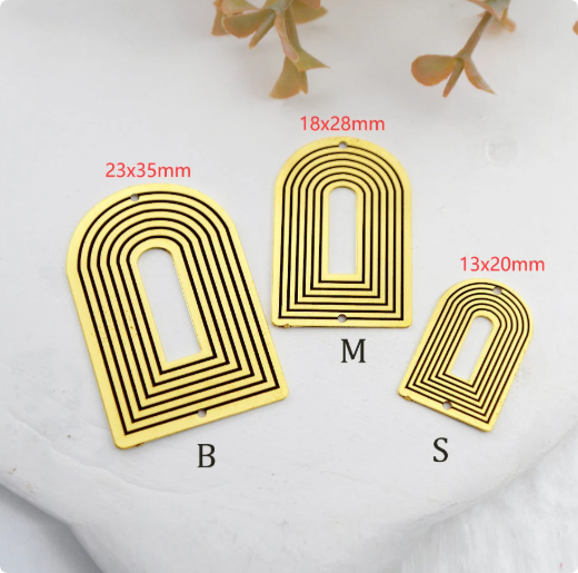 Making Jewelry Findings Raw Brass Bead Pendant Laser Cut Engraved Charm, Geometric Stainless Steel Charms, Necklace Earrings (ERD377)