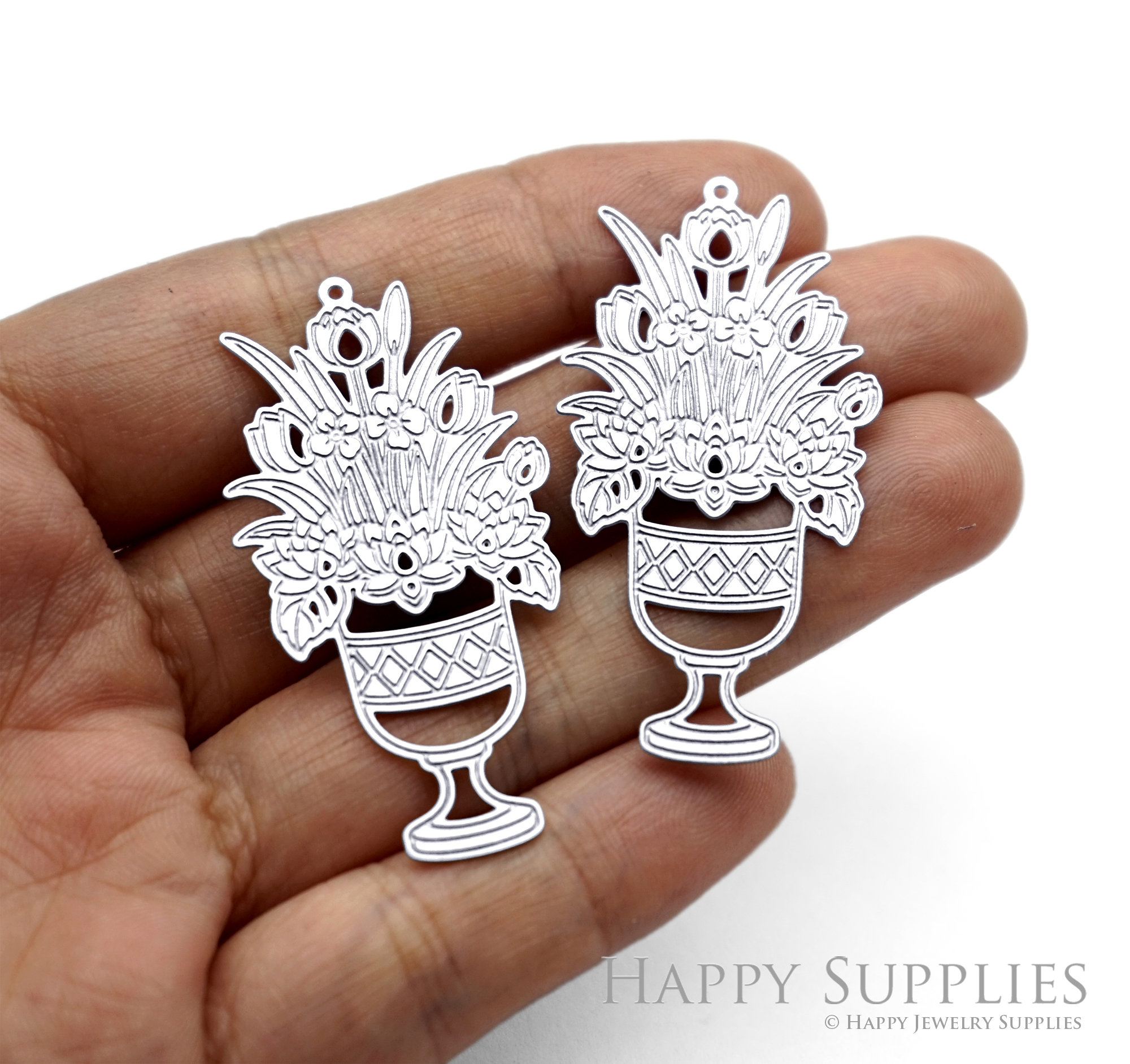 Corroded Stainless Steel Jewelry Charms, Flower Brass Charms, Earring Charms, Etched Silver Jewelry Pendants, Etched Brass Jewelry Findings, Jewelry Wholesale (SSB1176)