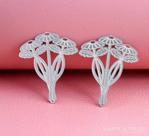 Corroded Stainless Steel Jewelry Charms, Flower Brass Charms, Earring Charms, Etched Silver Jewelry Pendants, Etched Brass Jewelry Findings, Jewelry Wholesale (SSB1178)