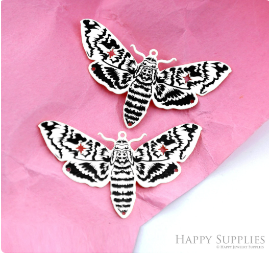 Making Jewelry Findings Raw Brass Bead Pendant Laser Cut Engraved Charm, Moth Stainless Steel Charms, Necklace Earrings (ERD421)