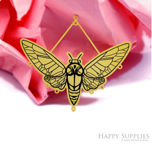 Making Jewelry Findings Raw Brass Bead Pendant Laser Cut Engraved Charm, Moth Stainless Steel Charms, Necklace Earrings (ERD446)