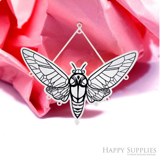 Making Jewelry Findings Raw Brass Bead Pendant Laser Cut Engraved Charm, Moth Stainless Steel Charms, Necklace Earrings (ERD446)