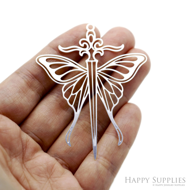 2pcs Stainless Steel Jewelry Charms, Raw Brass Charms, Butterfly Charms, Earrings Findings, Stainless Steel Silver Jewelry Pendants, Brass Jewelry Findings, Stainless Steel Pendants Jewelry Wholesale (D3049)