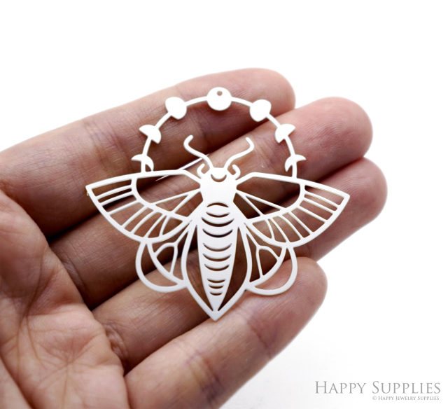 2pcs Stainless Steel Jewelry Charms, Raw Brass Charms, Moth Charms, Earrings Findings, Stainless Steel Silver Jewelry Pendants, Brass Jewelry Findings, Stainless Steel Pendants Jewelry Wholesale (D3052)