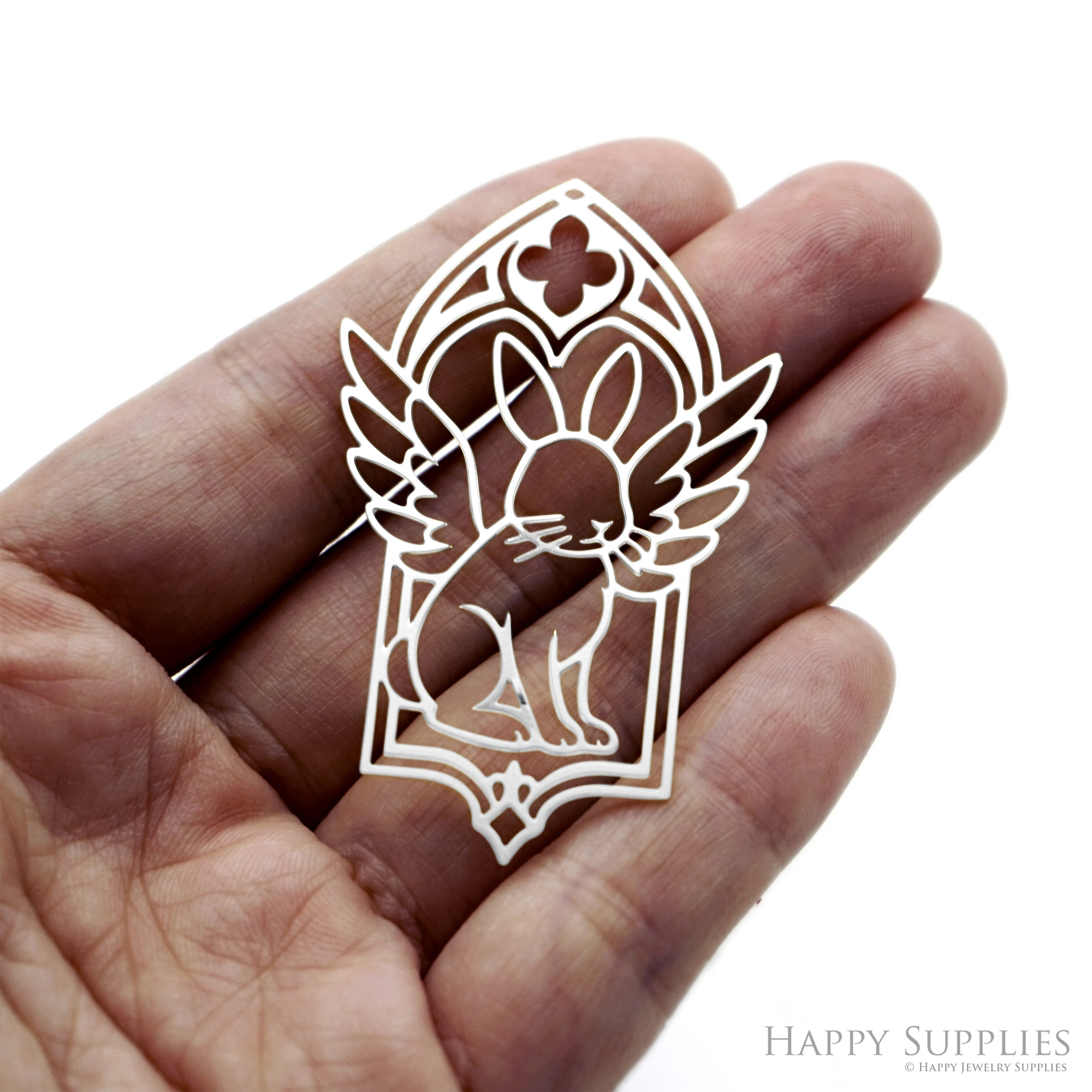 2pcs Stainless Steel Jewelry Charms, Raw Brass Charms, Rabbit  Charms, Earrings Findings, Stainless Steel Silver Jewelry Pendants, Brass Jewelry Findings, Stainless Steel Pendants Jewelry Wholesale (D3056)