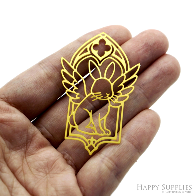 2pcs Stainless Steel Jewelry Charms, Raw Brass Charms, Rabbit  Charms, Earrings Findings, Stainless Steel Silver Jewelry Pendants, Brass Jewelry Findings, Stainless Steel Pendants Jewelry Wholesale (D3056)