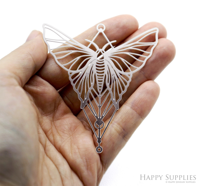 2pcs Stainless Steel Jewelry Charms, Raw Brass Charms, Moth Charms, Earrings Findings, Stainless Steel Silver Jewelry Pendants, Brass Jewelry Findings, Stainless Steel Pendants Jewelry Wholesale (D3055)